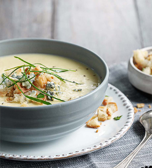 Caramelised leek & potato cheese soup